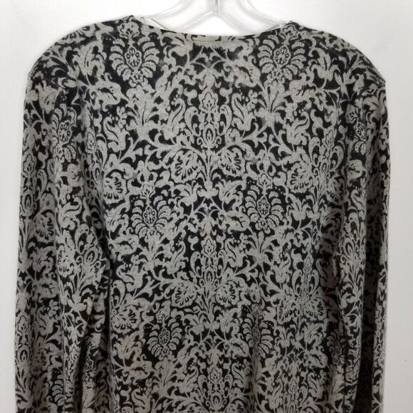 Charter Club Women 2-Ply Cashmere Paisley Print Crewneck Sweater Sz XL  Gray - Picture 5 of 8